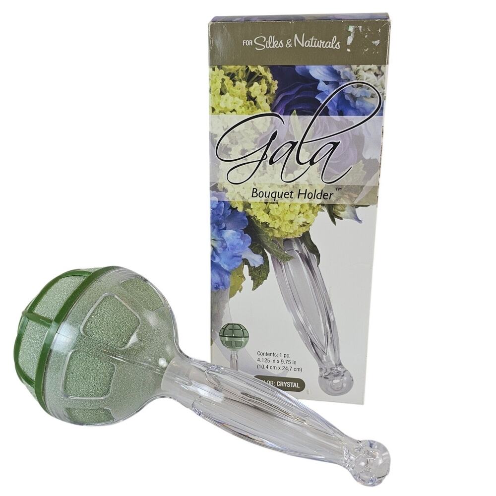 Gala Crystal Foam Bouquet Holder Silk & Natural Flowers - Wedding, Bridal Clear